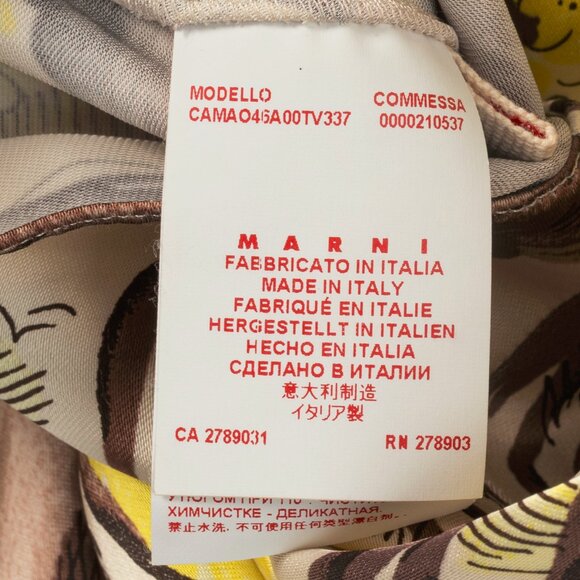 Marni AW/13 Brown & Yellow Forest-Print Viscose 3/4-Sleeve Blouse - Picture 8 of 10